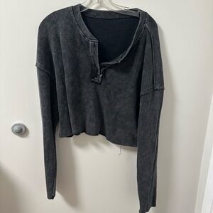 Women's Navy Waffle Sweater